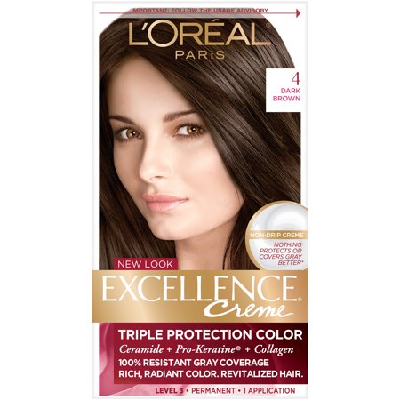 L'Oreal Paris Excellence Triple Protection Permanent Hair Color - 4 Dark Brown - 1 Kit - Bellso